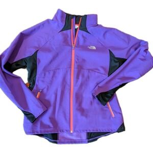 The North Face Purple and Black Softshell Jacket with Pink Zipper